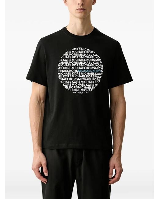 Michael Kors Black T-Shirt En Jersey De Coton À Logo Imprimé for men