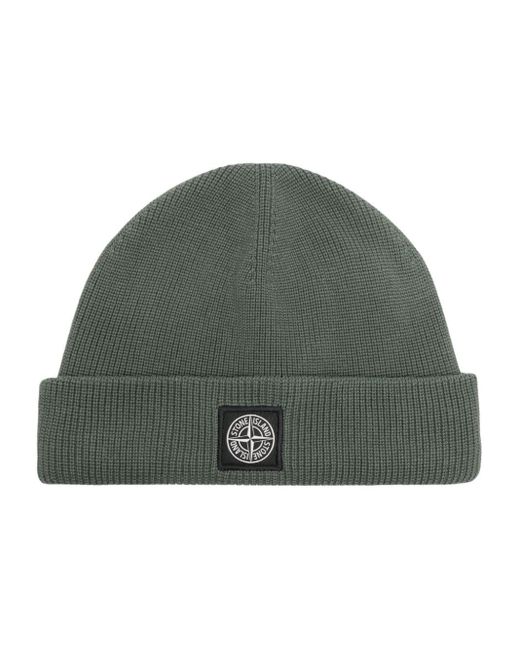 Stone Island Green Compass-patch Cotton Beanie for men
