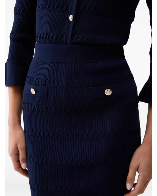 Liu Jo Blue Knit Midi Skirt