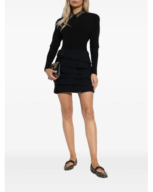 Versace Black Embellished-Collar Bodysuit