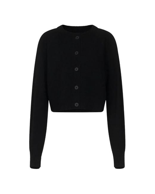 Loulou de Saison Black Heike Raglan-Shoulder Cropped Cardigan