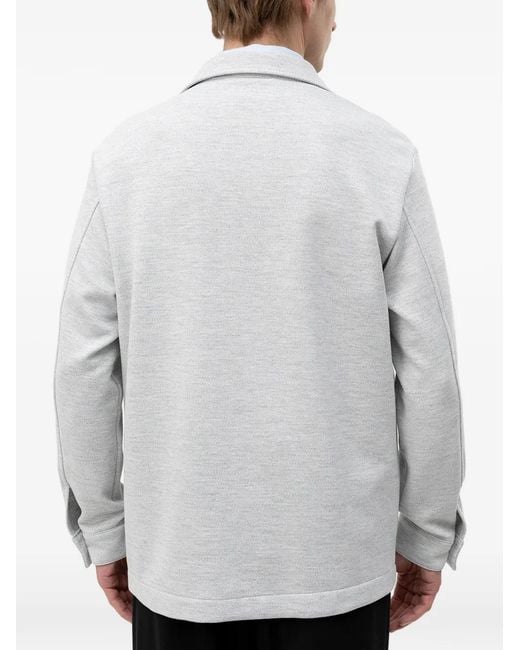 Boss Gray Button-Up Patch-Pocket Shirt for men