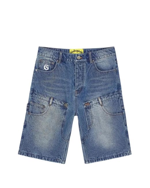 Godspeed Blue Twin-Panel Denim Shorts for men