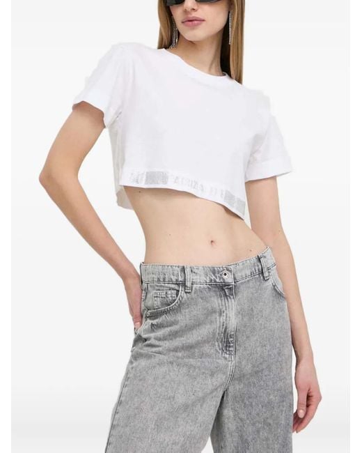 Patrizia Pepe Gray Logo-Tape T-Shirt