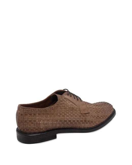 Pawelk's Brown Daddy Woven Suede Derby Shoes for men