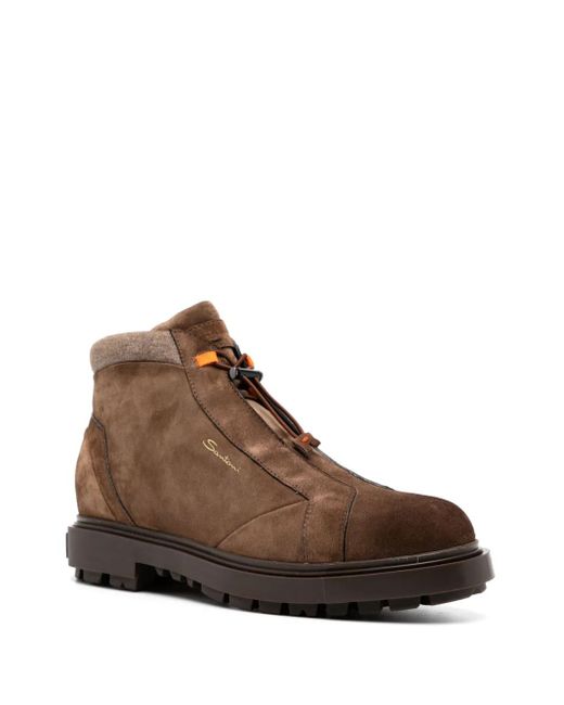 Santoni Brown Suede Boots for men