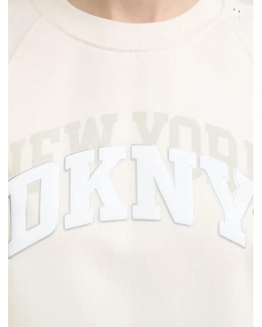 DKNY White Logo-Patch Raglan-Sleeve Sweatshirt