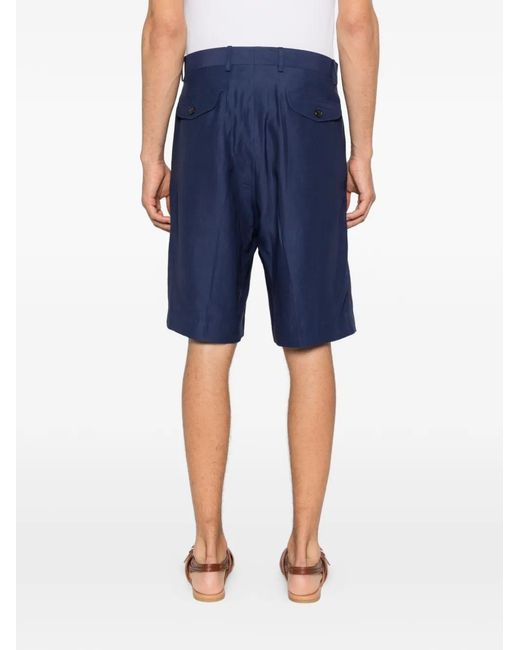 Laneus Blue Pleated Shorts for men