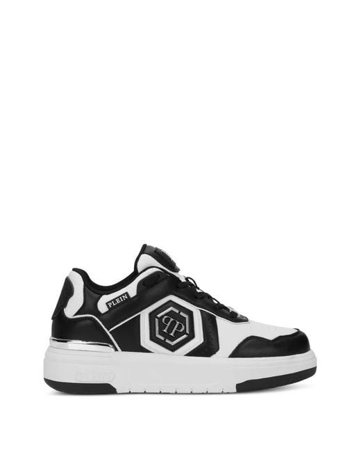 Philipp Plein White Logo-Plaque Panelled Sneakers for men