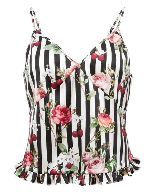 Fleur du Mal Tanktop Met Ruches En Print in het White