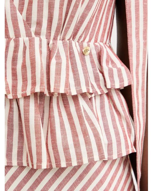 Pedro Del Hierro Madrid Pink Robe Volantée À Rayures