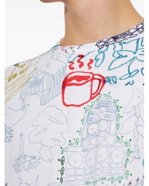 Paul Smith White Graphic-Print T-Shirt for men