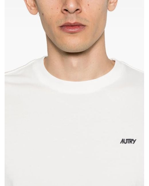 Autry White Cotton T-Shirt With Logo for men