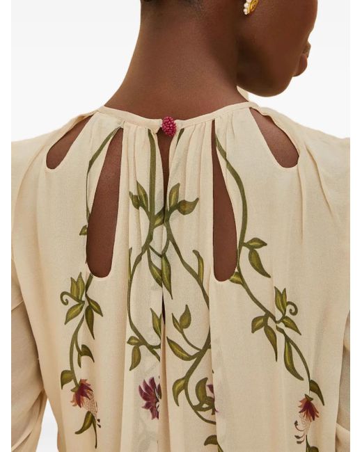 Farm Rio Maxi-Jurk Met Uitgesneden Bloemen in het Natural