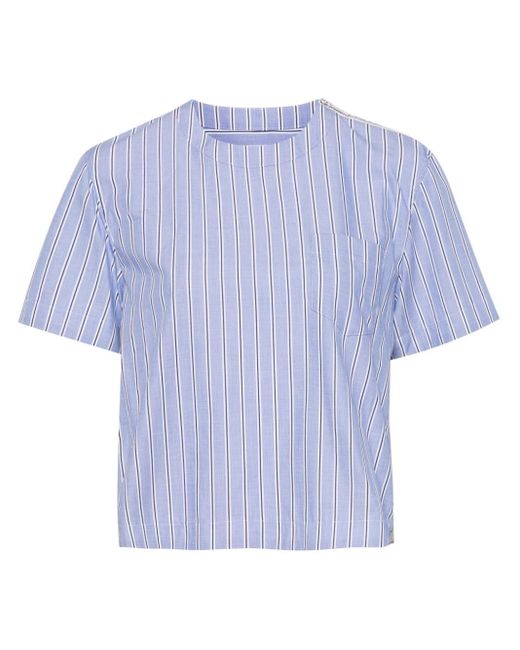 Sacai Blue Panelled Cotton T-shirt