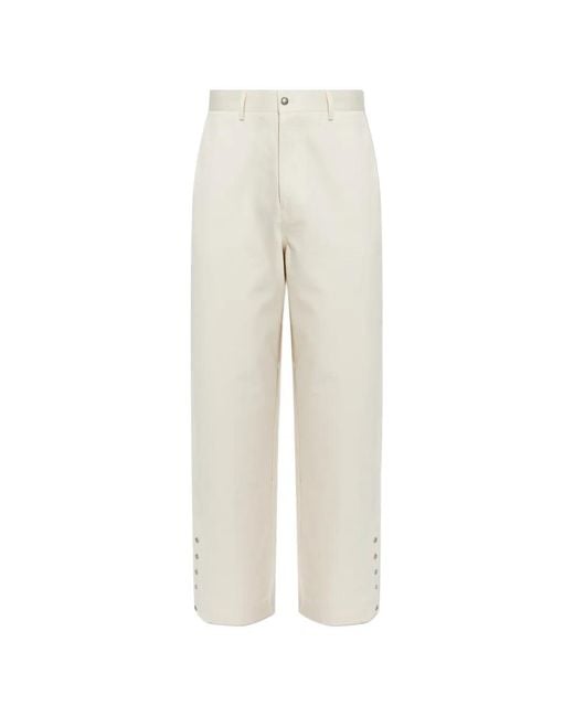Palm Angels White Press-Stud Straight-Leg Trousers for men