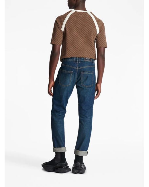 Balmain Gerade Jeans Mit Logo-Patch in Blue für Herren