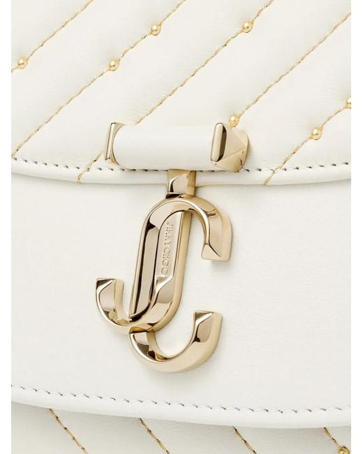 Jimmy Choo White Avenue Curve Quilted-Leather Clutch Bag