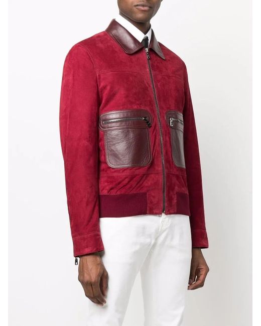Dolce & Gabbana Red Suede Bomber Jacket for men