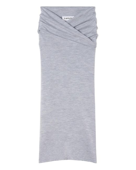 Lanvin Gray Draped Wrap-Effect Midi Skirt