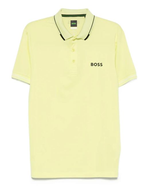 Boss Yellow Logo-Embroidered Polo Shirt for men