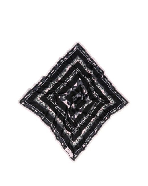 Emilio Pucci Black Écharpe Carrée À Mélange D'Imprimés En Jacquard