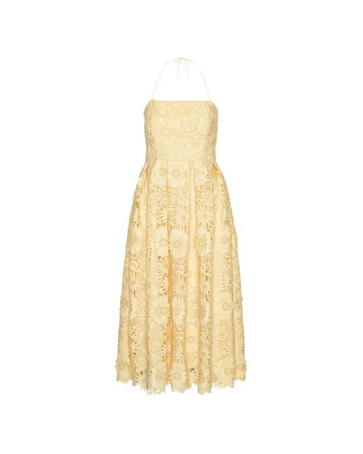 ROTATE BIRGER CHRISTENSEN Metallic Robe Mi-Longue En Dentelle