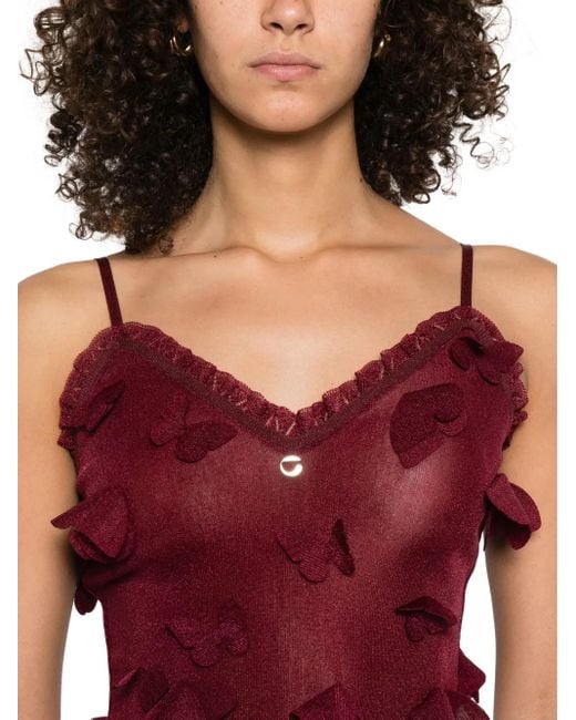 Coperni Red Burgundy Spaghetti Strap Top