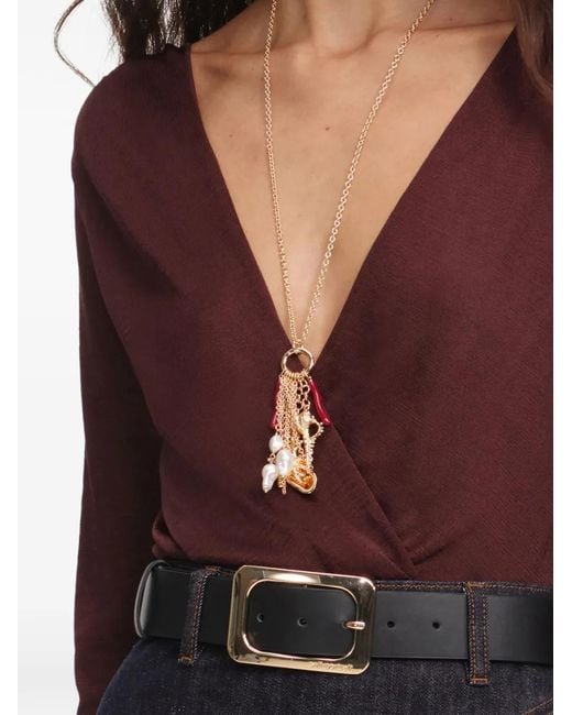 Self-Portrait Purple V-Neck Long-Sleeve Top