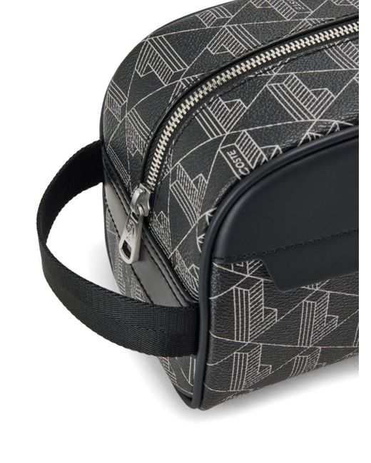 Lacoste Black Monogram-pattern Wash Bag for men