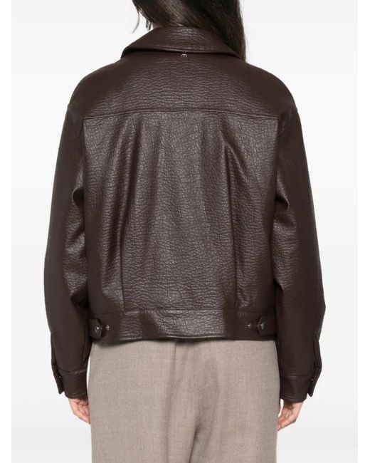 Twinset Brown Textured Press-Stud Jacket