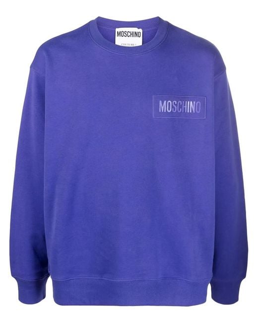 Moschino Blue Logo-Patch Sweatshirt for men