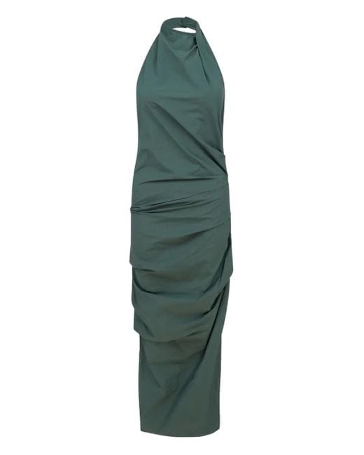 Paris Georgia Green June Halterneck Gathered Midi Dress