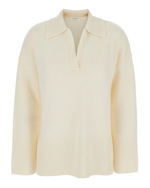P.A.R.O.S.H. White Polo-Neck Ribbed Sweater