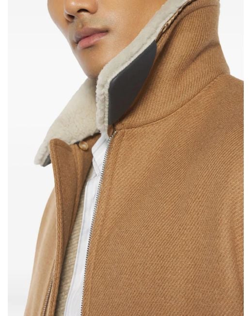 Maison Kitsuné Natural Shearling-Collar Pocket Jacket for men