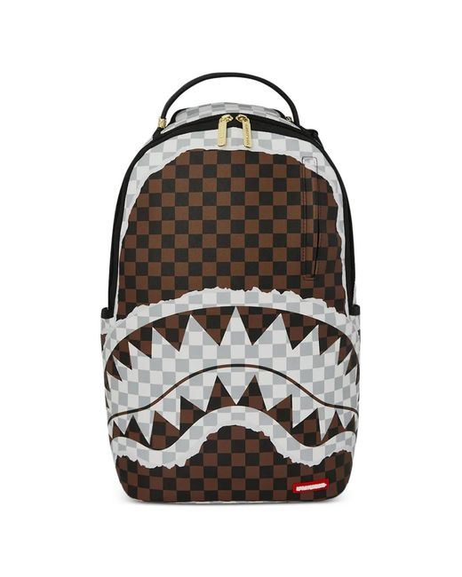 Sprayground Black Checked Shark-Motif Backpack