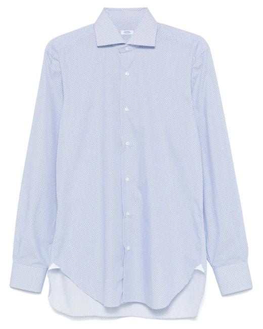 Barba Napoli White Patterned-Jacquard Shirt for men