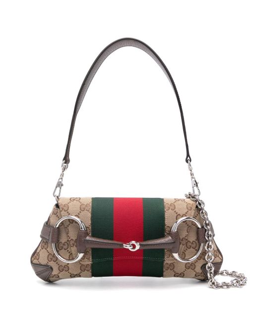 Gucci Red Small Horsebit Chain Shoulder Bag