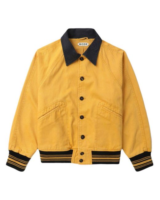 Bode Yellow Stripe-detail Cotton Bomber Jacket for men