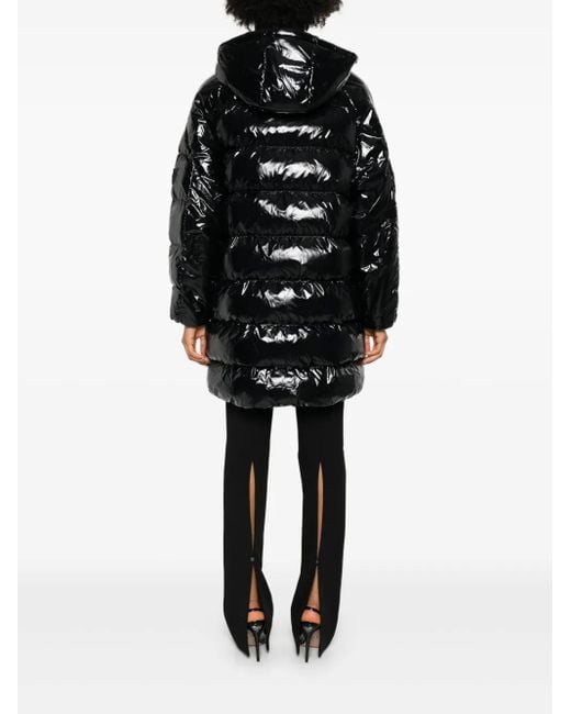 Pinko フーデッド キルティングコート Black