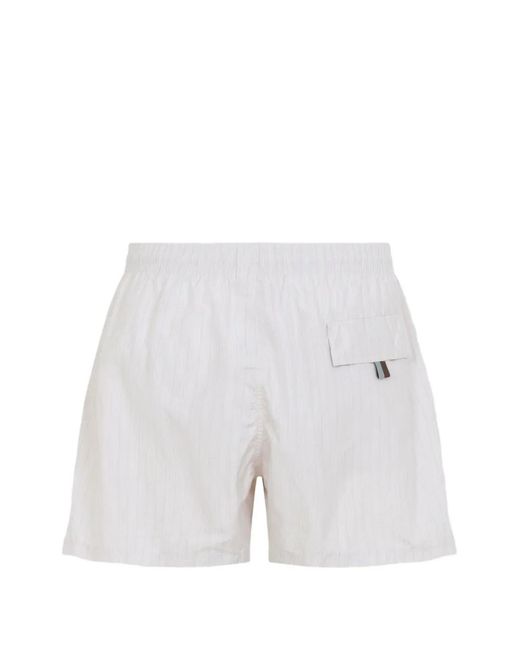 Canali White Patterned Drawstring-Waist Swim Shorts for men