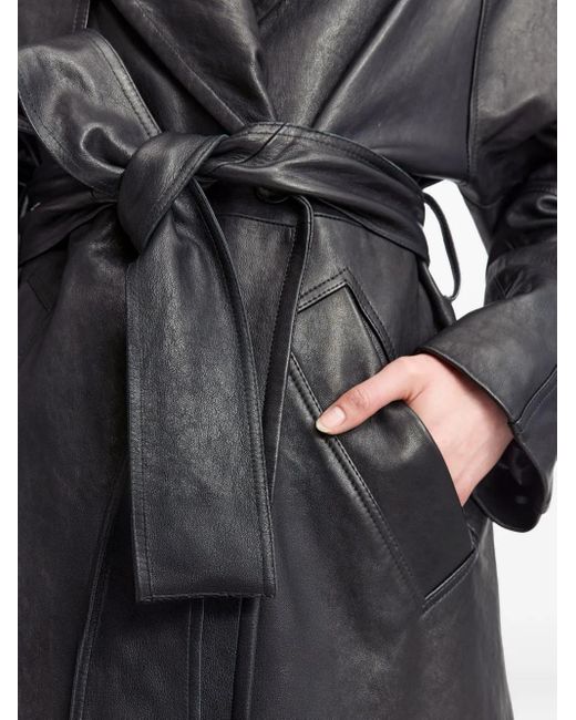 16Arlington Palmi ベルテッド レザーコート Black