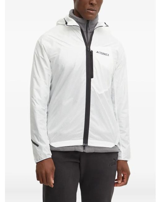 Adidas White Long-Sleeve Hooded Jacket for men