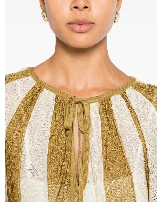 Zimmermann Metallic Mahon Splice Long-Sleeve Striped Maxi Dress