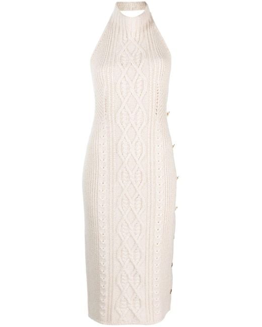 Palm Angels White Open-back Knitted Midi Dress
