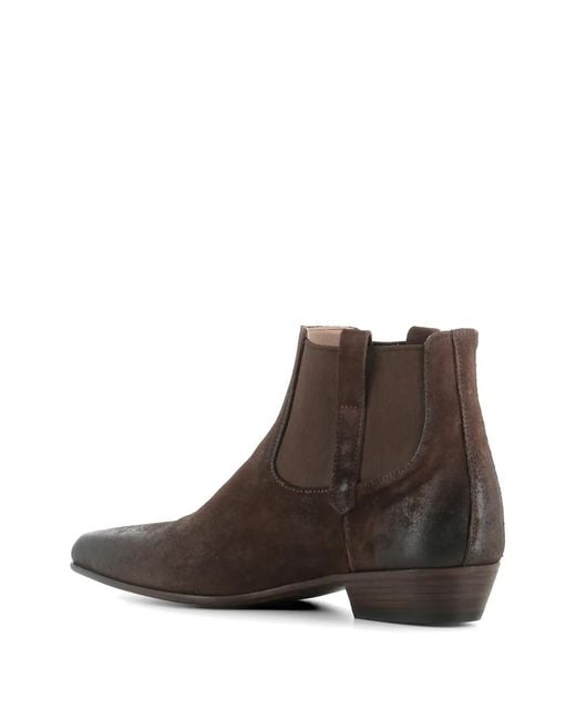 Pantanetti Brown Bottines En Cuir À Bout Pointu