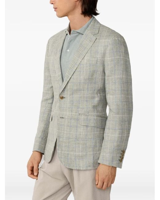 Hackett Gray Blazer À Motif Prince De Galles En Lin for men