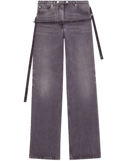 Courreges Purple One Strap Stonewashed Mid-rise Jeans