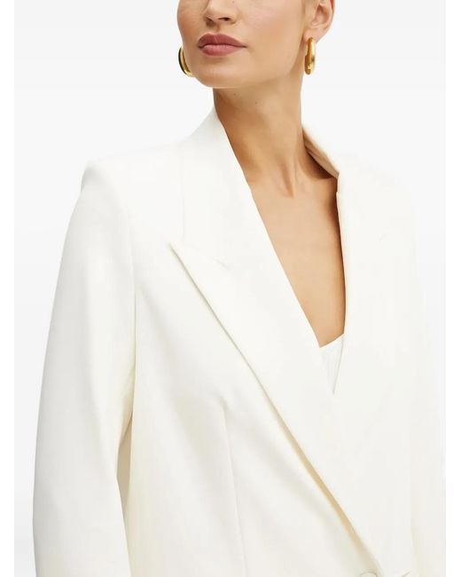 IVY & OAK White Double-Breasted Buttoned Blazer