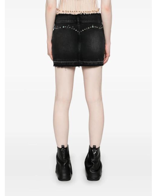 Guess Black Frayed-Brim Denim Miniskirt